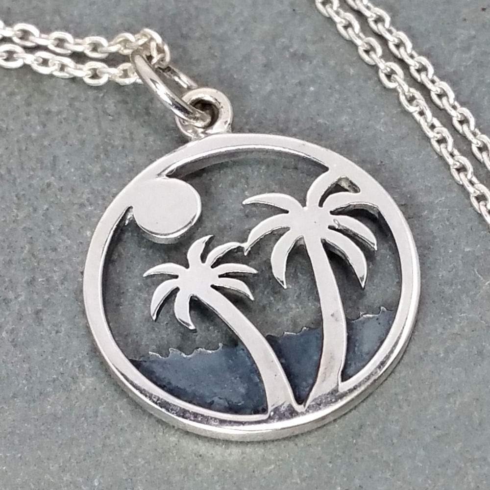 EnCharmedSterling Silver Palm Trees on Island Cutout Charm Necklace, 18"