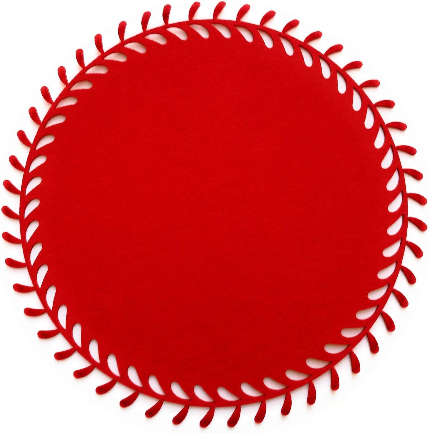 44Cloverdale Christmas Placemats for Dining Table, Deluxe red Wreath Round Natural Fiber Table mat, Heat Resistant, Set of 4 (Red)