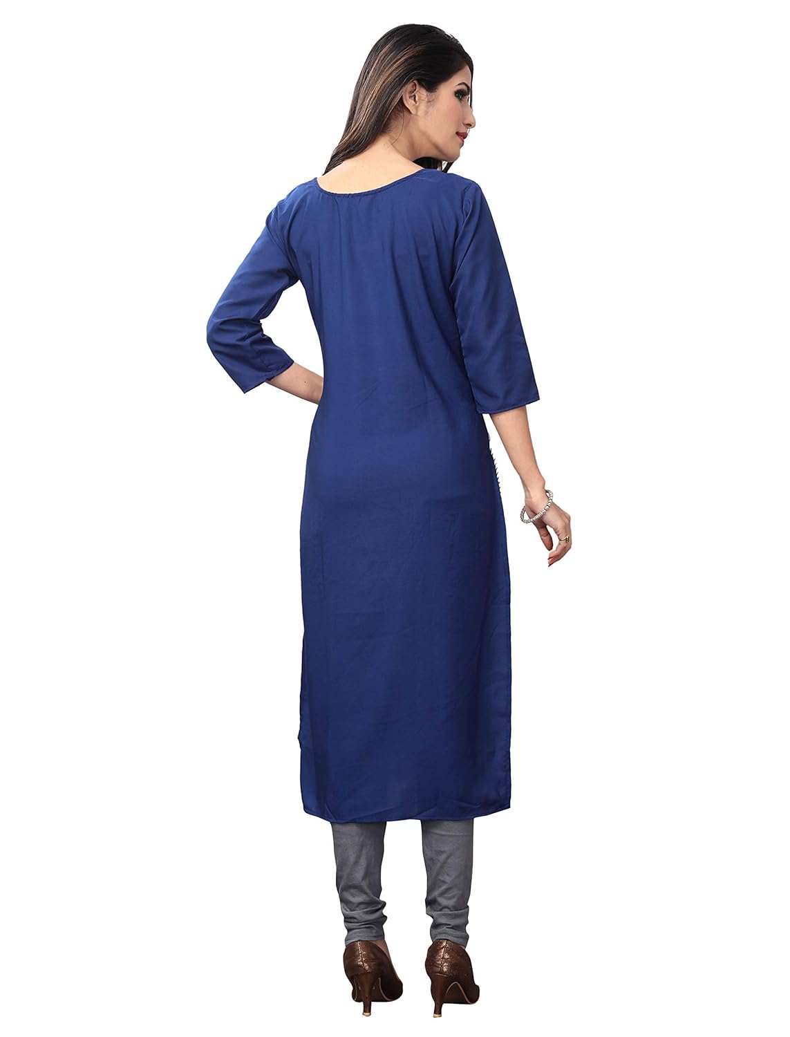 1 stop fashion women's multi crepe knee long straight kurti