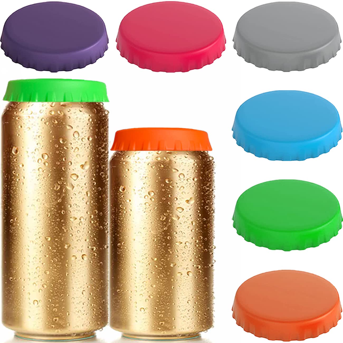 Photo 1 of Silicone Soda Can Lids, 6 Pack BPA-Free Reusable Silicone Can Covers, Can Stopper or Protector For Soda, Beer, Drink, Juice, Coke, Beverage, Fits Standard Cans (Assorted)