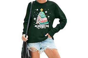 DUTUT Christmas Sweatshirts for Women All Booked for Christmas Sweatshirt Xmas Shirts Holiday Party Tops