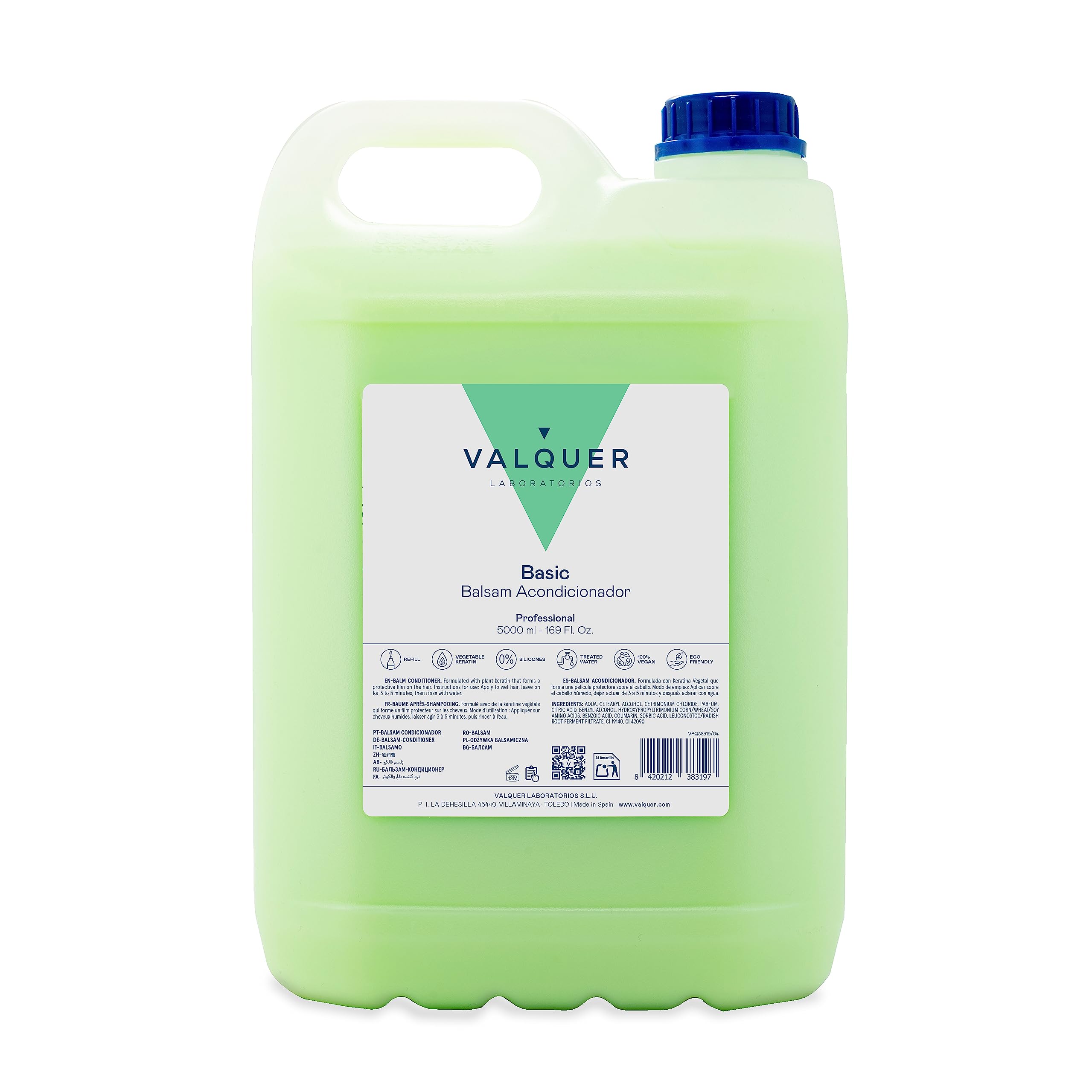 Valquer Profesional Vitalising Hair Conditioner with Natural Keratin, Balm Conditioner, Vegan Silk Effect, 5000 ml