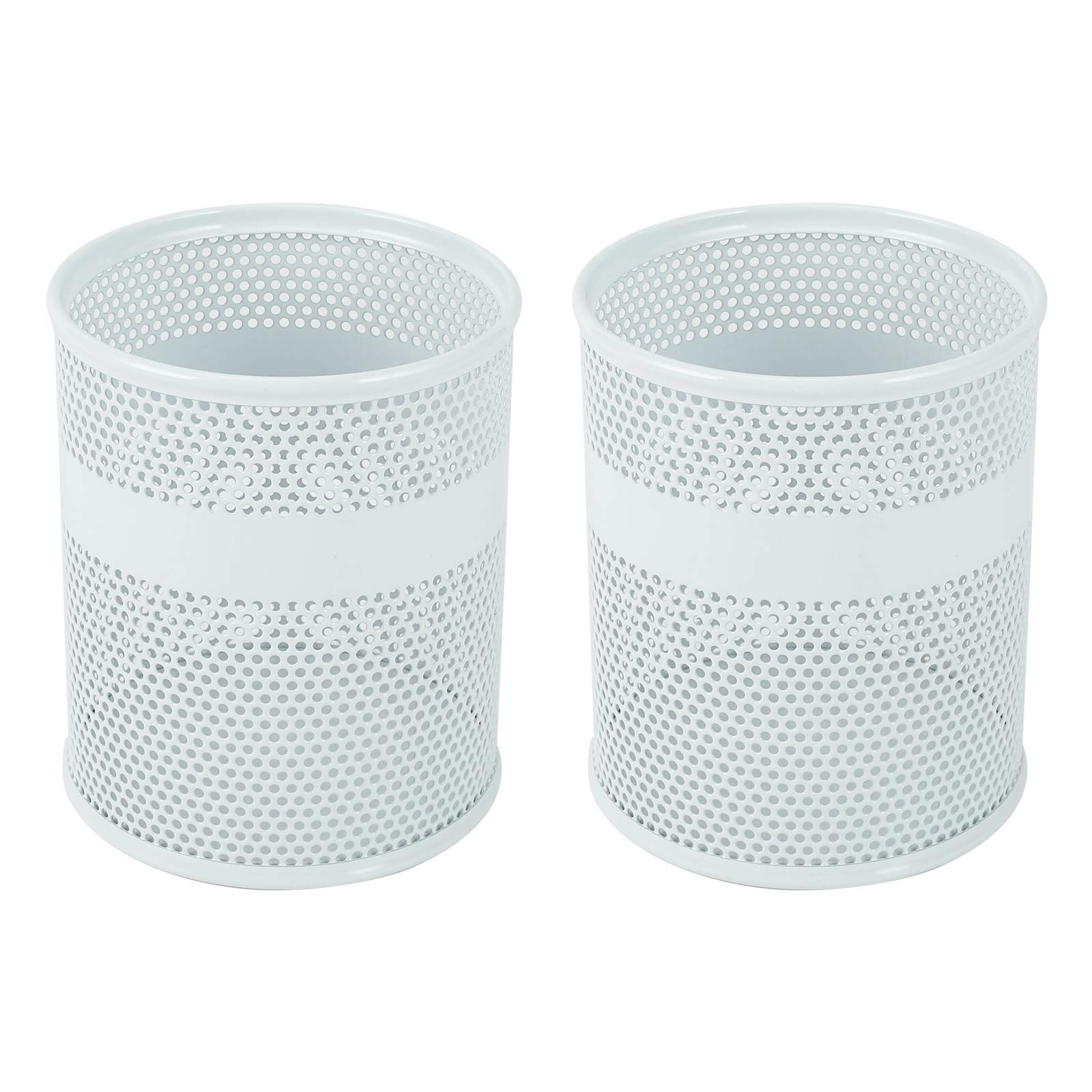 EasyPAG Mesh Desk Tidy Pen Pot Pencil Holder Makeup Brushes Storage Stationery Organiser,Pack of 2,White