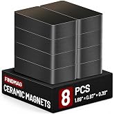FINDMAG 8 Pack Ceramic Magnets, Large Ferrite Magnets for Workshop | Rectangle Magnet, Industrial Blocks, for Crafts, Hobbies, Fridge, Science, Refrigerator, Notice Boards, 1 7/8" x 7/8" x 3/8"