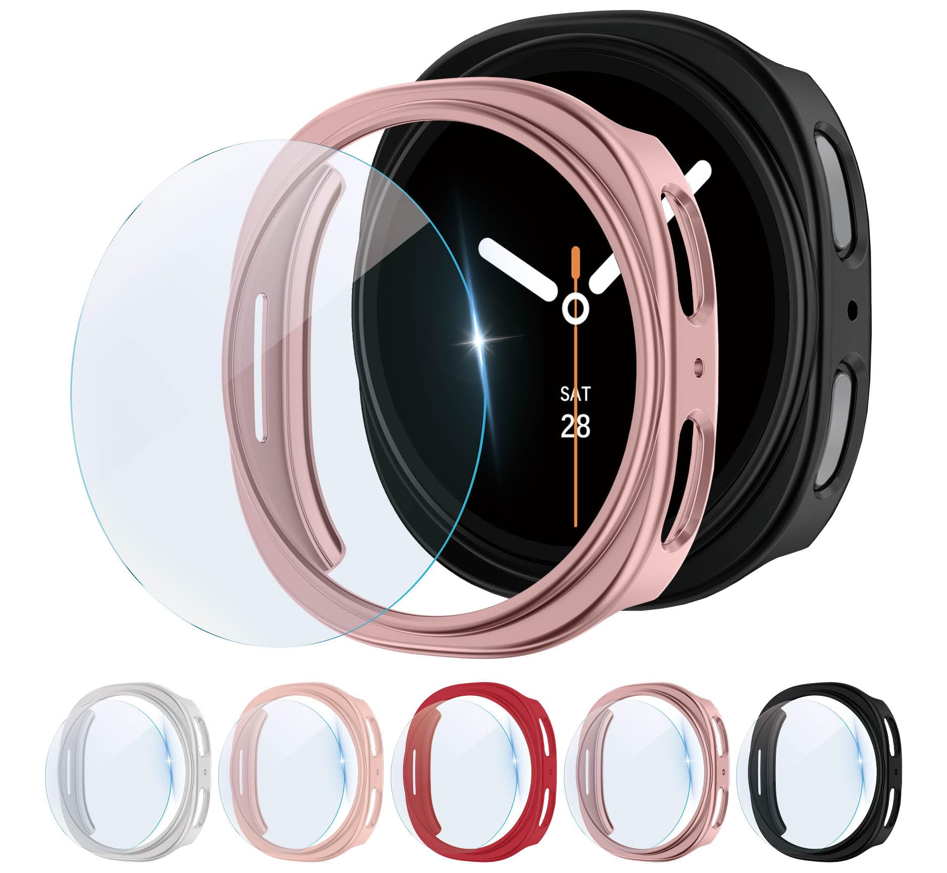 5+5 Pack Case for Galaxy Watch Ultra (2025/2024) Screen Protector 47mm Cover,Hard PC Anti Scratch Protective Cover with Tempered Glass for Samsung Galaxy Watch 7 Ultra Case 47mm Women Men