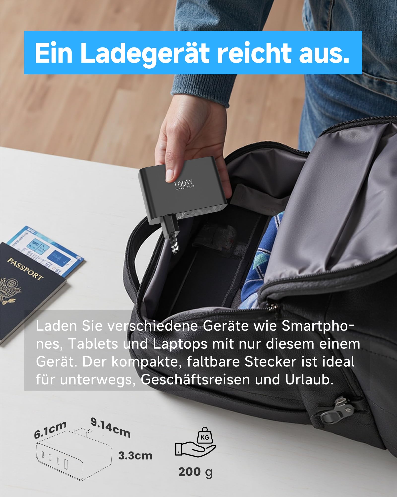 100W USB C Ladegerät, 4-Port Schnellladegerät mit LED Display, USB-C Netzteil GaN Charger PD/PPS für MacBook Pro/Air, für iPhone 17/16 Pro/iPad, Galaxy S25/S24, für HP/Lenovo/Acer/Lpatop, Schwarz 6
