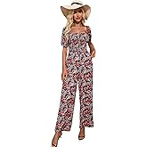 Love Welove Fashion Jumpsuits for Women Dressy Casual – Floral Spring Wide Leg Smocked One Piece Romper Outfits
