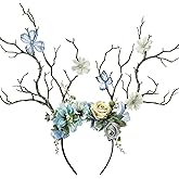MOSTORY Woodland Deer Antler Headband - Fairy Costume for Woman Branch Crown for Renaissance Halloween Renfaire Cosplay