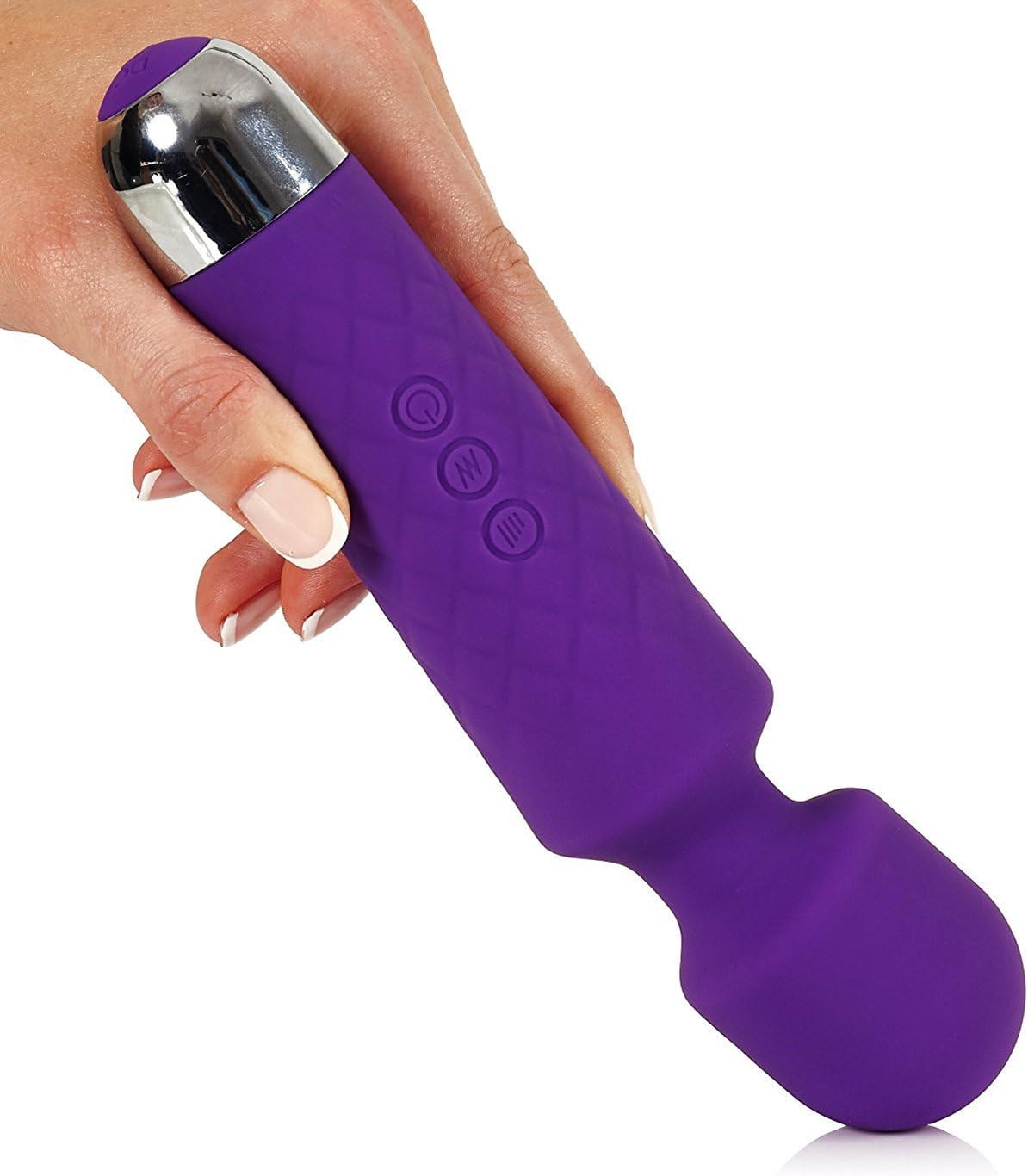 Handheld Wand Massager Cordless - APRIL 14TH Powerful Therapeutic Stimulator For Muscle Aches & Sports Recovery, 8 Speeds and 20 Pulsating Patterns, Waterproof and USB Charging, (1004_HotPurple)