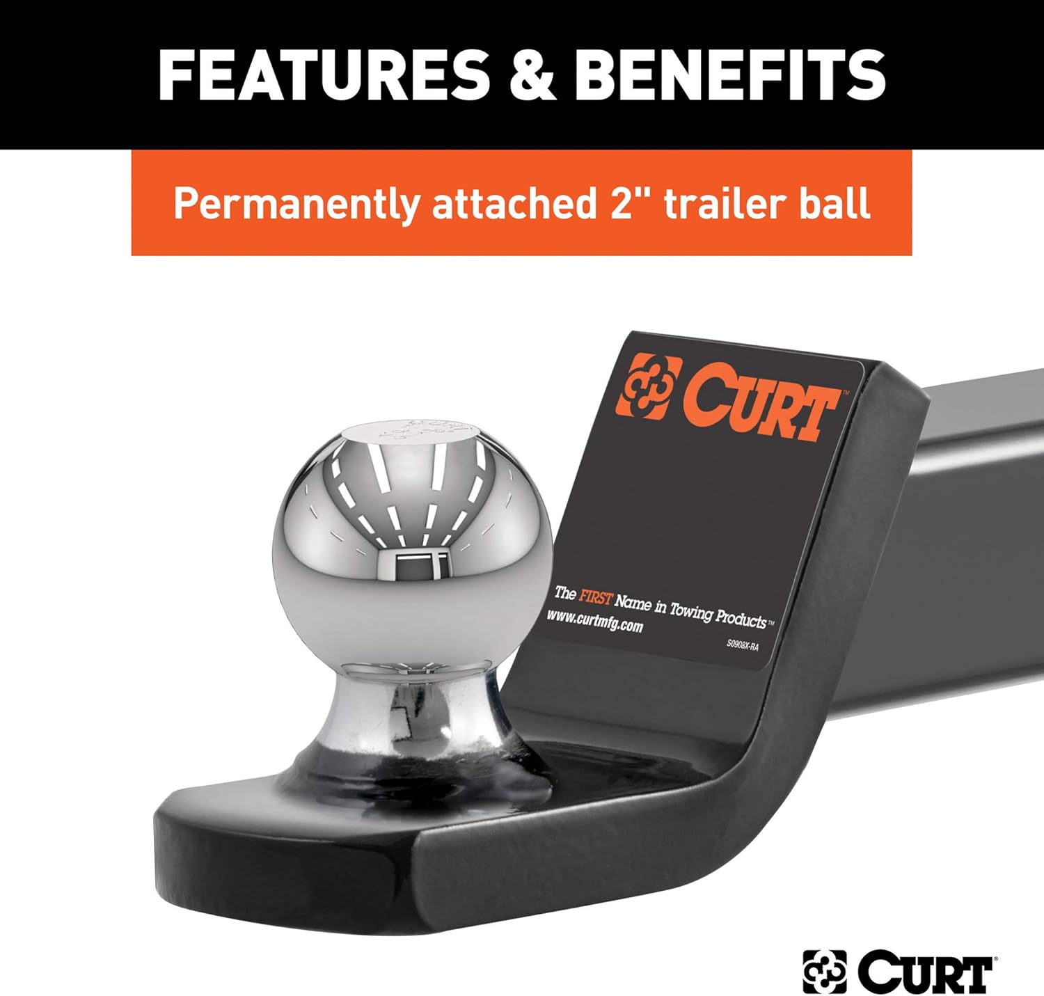 CURT 45141 Trailer Hitch Mount, 2-Inch Ball, Lock, Fits 2-In Receiver, 7,500 lbs, 2" Drop: Automotive