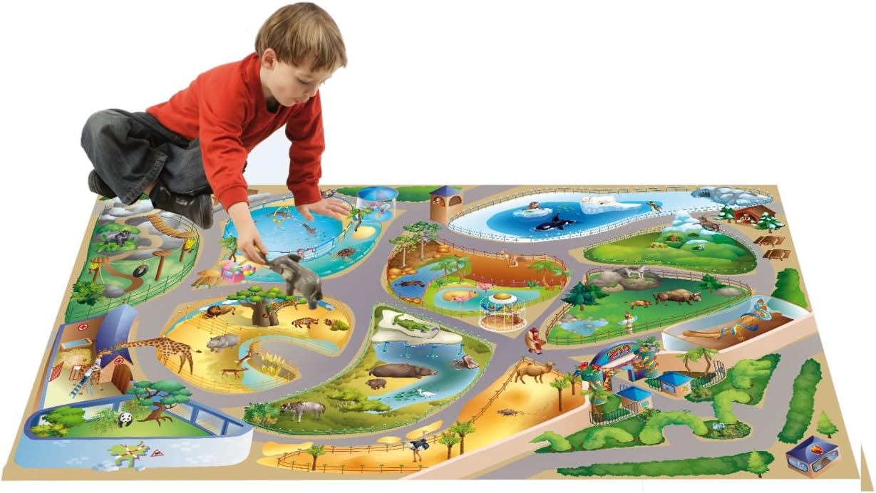 Playmat Collection Connect "Zoo Carpet, Multi-Colour, 100 x 150 cm