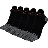 SOJOFEL Men's Ankle Toe Socks - Five Finger Cotton Socks No Show Athletic Running Breathable Mesh Low Size 9-13 5 Pairs