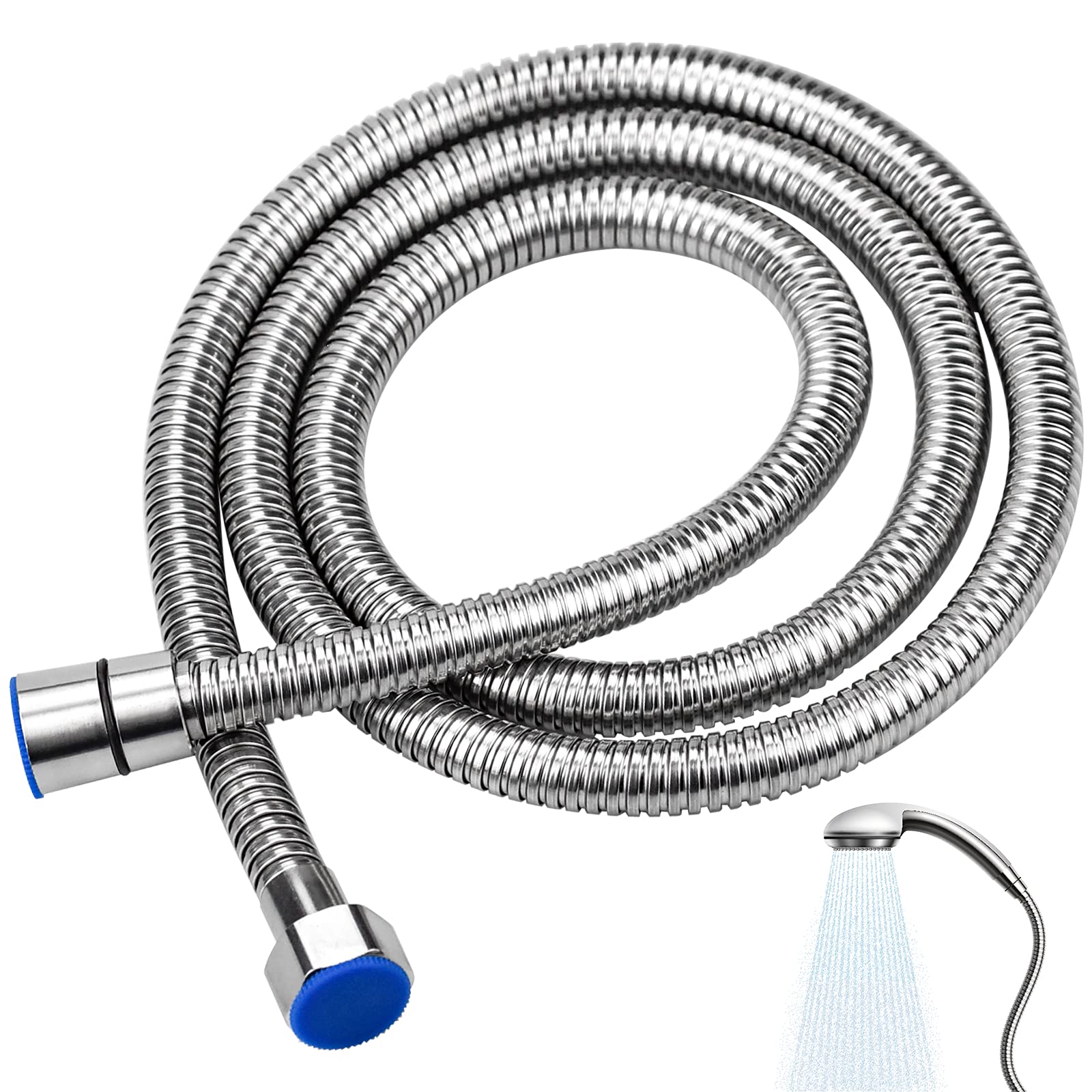 Universal Shower Hose 1.5m Stainless Steel Replacement Hose Pipe Anti-Kink Leakproof with 2 Washers