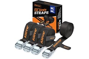 Aieve Tie Down Strap, 1" x 6.5 Ft Ratchet Strap Heavy Duty 4 Pack Retractable Cam Buckle Straps Secure Strap Luggage Lashing Straps