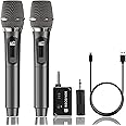 MAILANGSHI Wireless Microphone, Dual Handheld Cordless Microphone System with Rechargeable Receiver, 50H Duration, 200ft Range, Karaoke Microphones for Singing, Wedding, DJ, Party, Speech (Black)