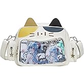 Vobomo Kawaii Ita Bag Backpack with Insert Cute Cat Crossbody Shoulder Bag Big Capacity Japanese Pin Display Bag (Tricolor)