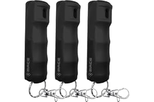 Mace Pepper Spray - Maximum Police Strength OC with UV Dye, Fast Flip Top, Ergonomic Finger Grip, Easy Carry Keychain, 12 Feet Range, 0.42 oz Compact Model, Self Defense Pepper Spray for Women & Men