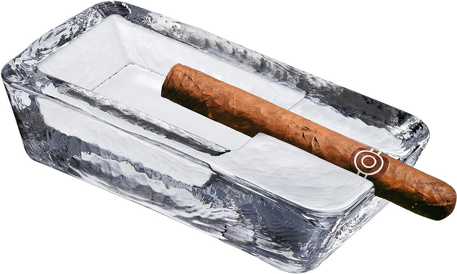 Pasabahce Crystal Glass Heavy Cigar Ashtray for Patio | 2.57 Lbs, Large Handmade, Outdoor, Indoor, Home, Office, Hotel, Pool, Restaurant