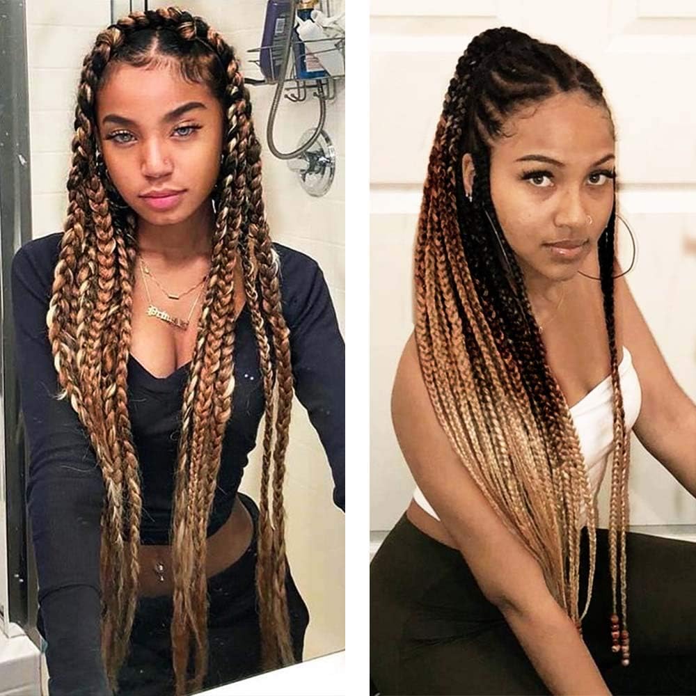 ColorfulPanda 3PACK 24'' Jumbo Braiding Hair Extensions Afro Box Braids Ombre 3 Tone Synthetic Weaving Hair For Crochet Twist Braiding Hair(Brown) - Image 3
