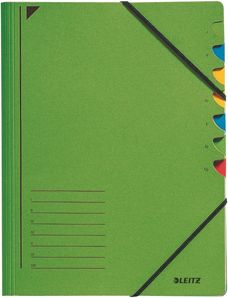 Leitz 39070055 File 7 Sections Coloured Card Green