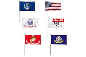 LUIVU Set of 6 Military Branch Armed Forces Service Miniature Flag - 10X15 CM American Flag Banners for Desk Set - Polyester Small Mini Military Stick Flags - Party Events Celebration Decorations Supplies
