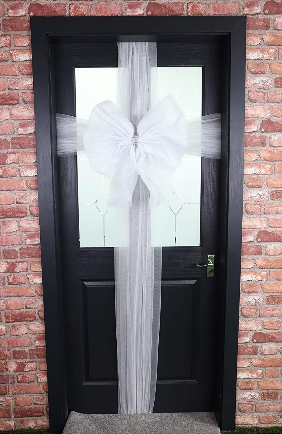 Christmas Concepts® DIY Decorative Door Bow With Diamante Decoration - Wedding/Parties/Christmas (WHITE) — image 1