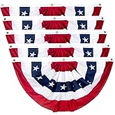 2x4 Ft American Pleated Fan Flag, Patriotic Half Fan Bunting Flag, Indoor Outdoor for 4th of July Decoration Memorial Day (Set of 5)
