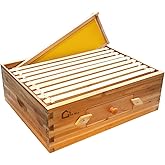 Langstroth Beehive Starter Kit - 10-Frame Pre-Coated with Natural Beeswax, Weatherproof Cedar Wood Hive with Dovetail Joints for Easy Assembly, Beginner & Expert Beekeeping