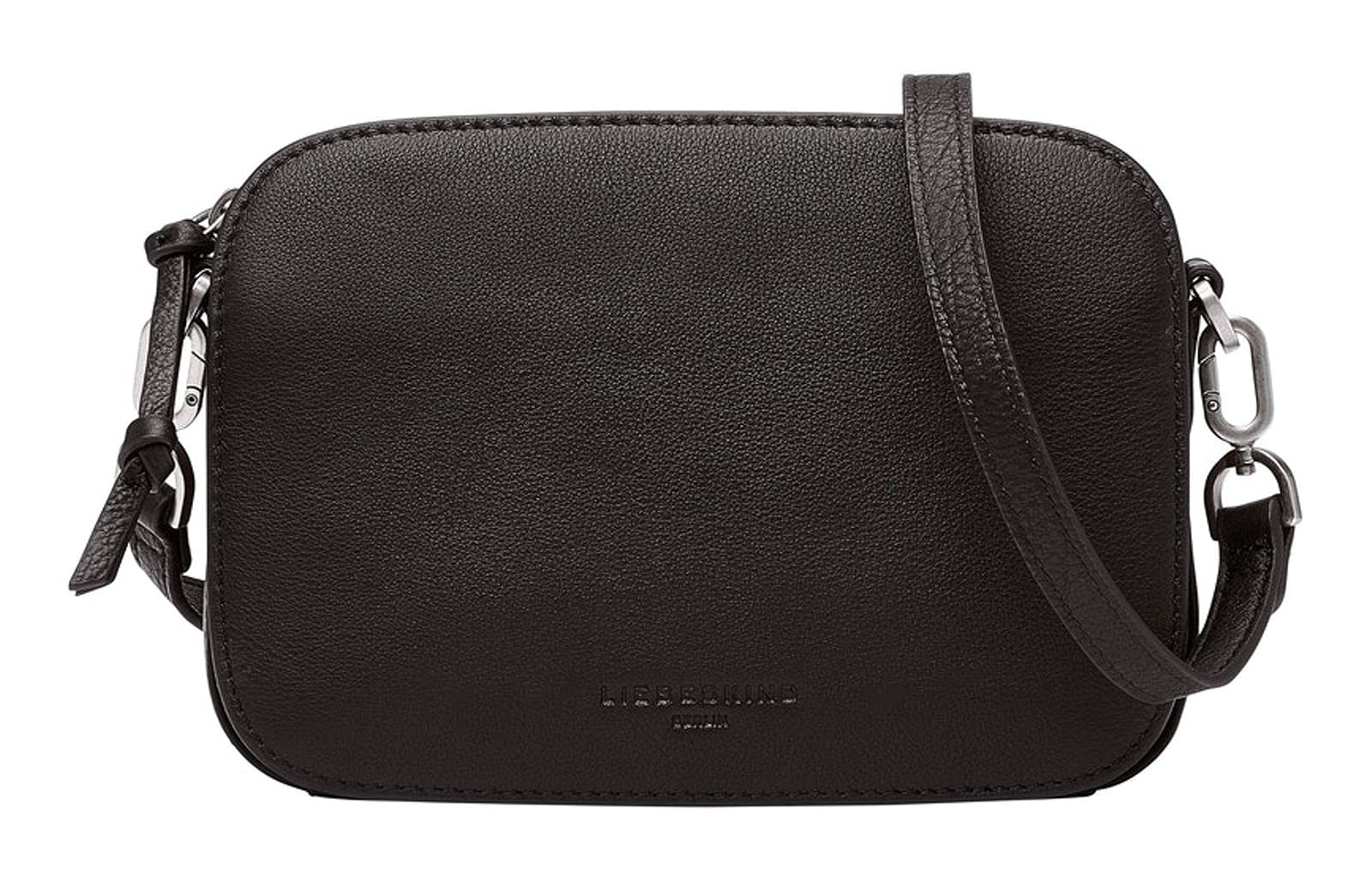 Liebeskind Berlin Luka Leather Cross-Body Bag with Adjustable Shoulder Straps Small Shoulder Bag Compartments with Zip 14.5 x 20.5 x 7 cm (H x W x D), black, S