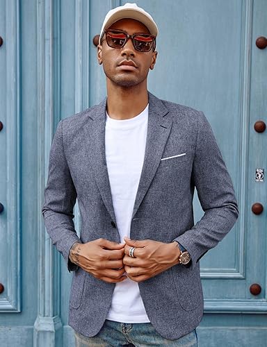 Mens Casual Sport Coats Two Button Suit Blazer Jacket with Pockets