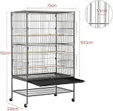 Yaheetech 132cm Large Parrot Bird Cage with Stand Wheels Black view 3