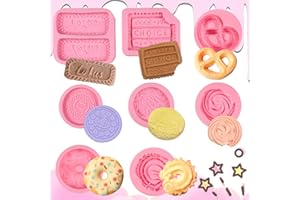ICOCONG Cookie Silicone Molds 8 Pcs, Oreo Waffle Chocolate Fondant Mold for Cupcake Toppers, Cake Decoration, DIY Flower Paste, Mousse, Butter, Clay, Plaster, Dough, Marzipan, Candy, Chewing Gum