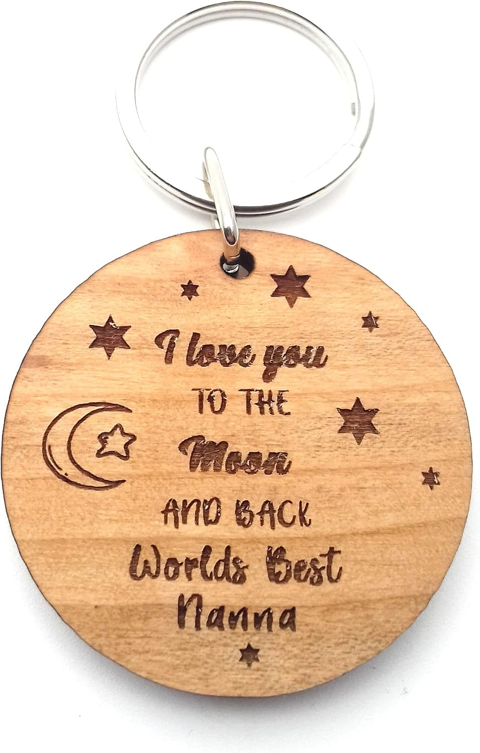 Worlds Best Nanna I Love You to The Moon and Back Wooden Keyring Key Ring Novelty Gifts for Birthday Mothers Day Christmas