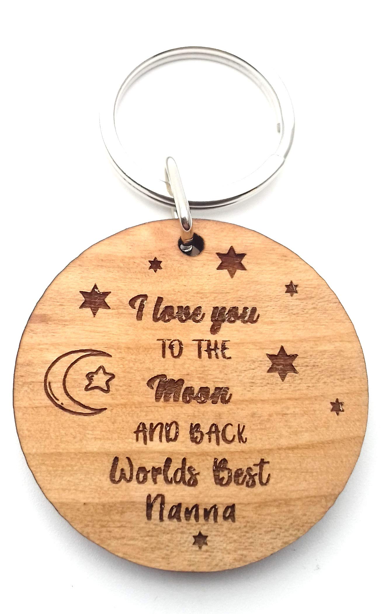 Worlds Best Nanna I Love You to The Moon and Back Wooden Keyring Key Ring Novelty Gifts for Birthday Mothers Day Christmas