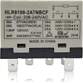 HLR6100-2ATNBCF 208-240VAC Compressor Relay &ndash; 30A 277VAC 6-Pin DPST-NO Electrical Relay with Quick Connect Terminals for High-Voltage and Inductive Loads