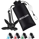 Moclear Kayak Anchor Kit, 1.5/3.5 lb Compact Folding Grapnel Anchor for Kayaks, Canoes, SUPs, Jet Skis, Small Boats - Lightweight Portable Marine Boat Anchor with Rust-Resistant Design