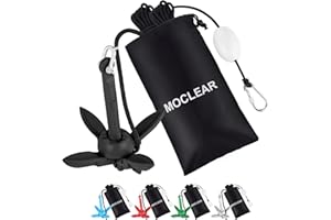 Moclear Kayak Anchor Kit, 1.5/3.5 lb Compact Folding Grapnel Anchor for Kayaks, Canoes, SUPs, Jet Skis, Small Boats - Lightweight Portable Marine Boat Anchor with Rust-Resistant Design