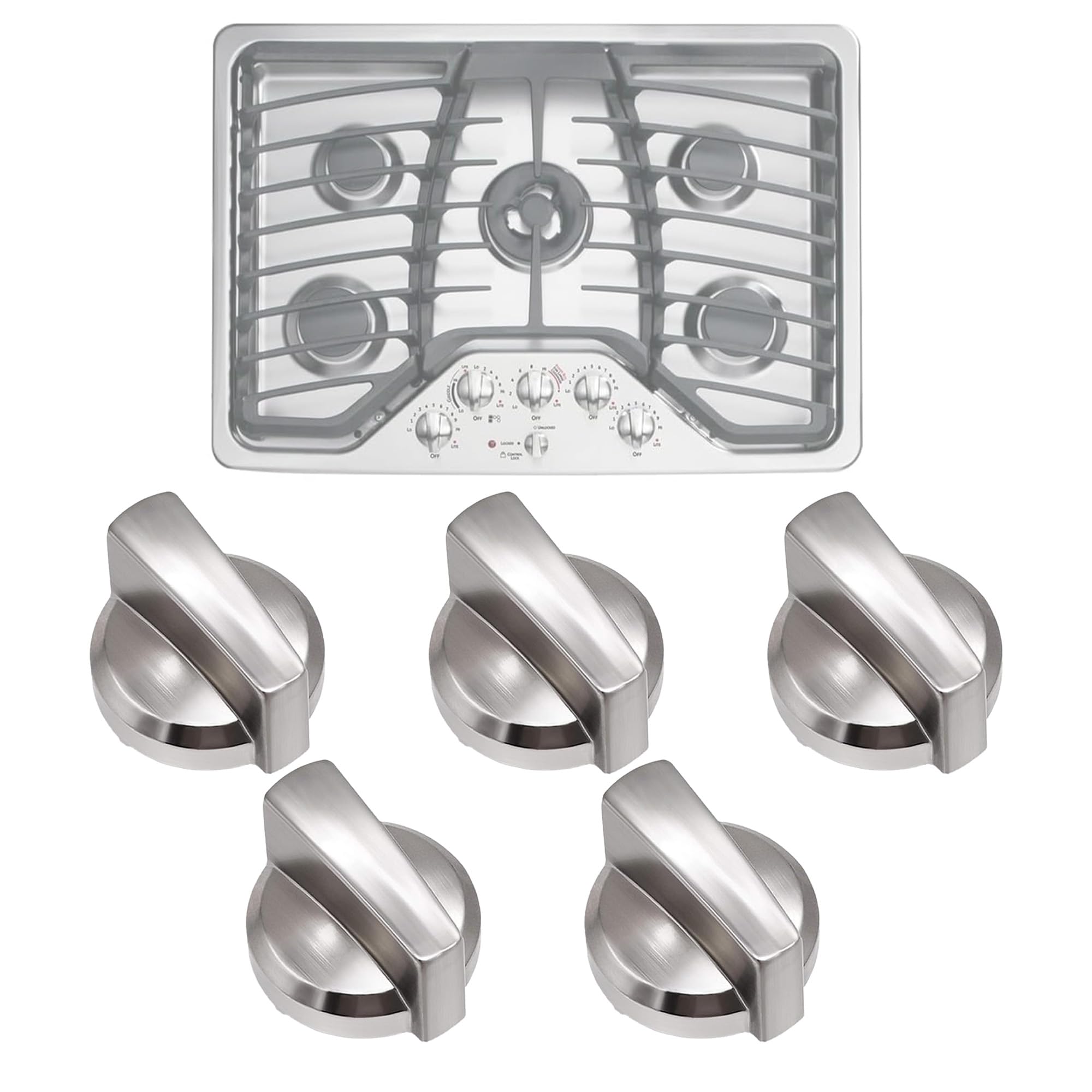 Photo 1 of 5PCS WB03X25796 Gas Cooktop Knob Fits for ge Profile Stove Knobs, Fit Model PGP953SET1SS PGP986SET1SS PGP959SET1SS PGP976SET2SS - Replaces AP5986232 PS11721433 4362262 WB03T10326