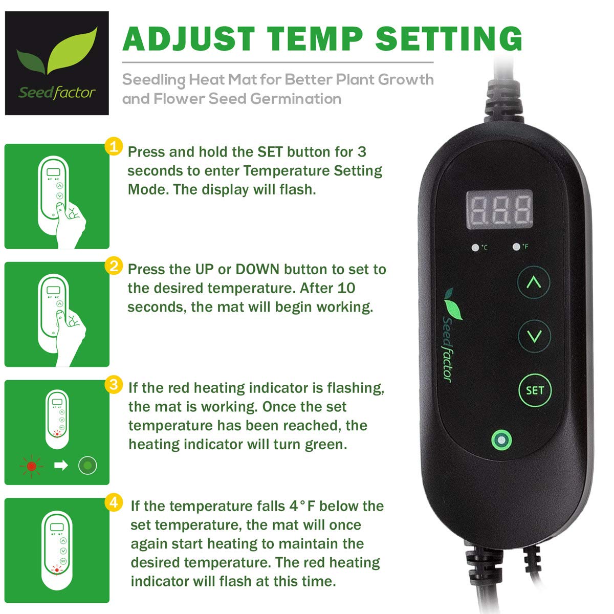 Seedling Heat Mat Seed Starter Pad Germination w/ 50℉108℉ Thermostat