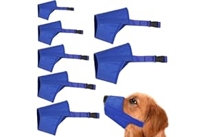 CILKUS Dog Muzzles Suit, 7 PCS Adjustable Breathable Safety Small Medium Large Extra Dog Muzzles for Anti-Biting Anti-Barking Anti-Chewing Safety Protection (Blue)