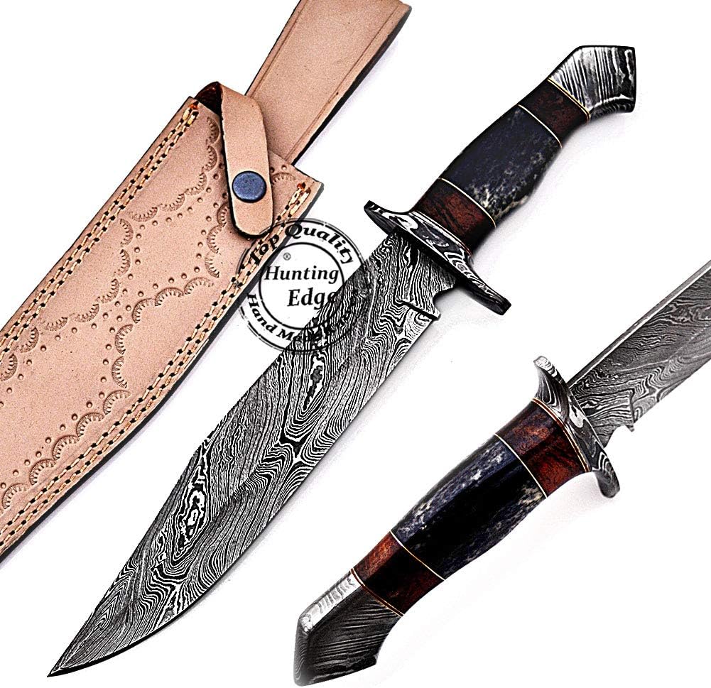 HE-824 Custom Handmade 14.50" Damascus Steel Hunting Knife, Perfect Grip, 100% Prime Quality