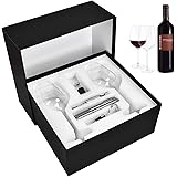 Wine Glasses Set Lead-Free Crystal Wine Glasses Set of 2 with Bottle Opener, Wine Stopper, Glass Marker, Wine Pourer Decanter