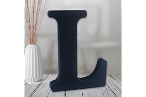 AOCEAN 6 inch Black Wood Letters Unfinished Wood Letter for Wall Decorative Standing Letters Slices Sign Board Decoration for Craft Home Party Projects (L)