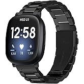 Limque Stainless Steel Band Compatible with Fitbit Versa 4 / Fitbit Sense 2 / Fitbit Versa 3 / Fitbit Sense, Adjustable Metal Watch Bands Bracelets,Wristband Replacement for Women Men