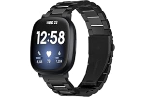 Limque Stainless Steel Band Compatible with Fitbit Versa 4 / Fitbit Sense 2 / Fitbit Versa 3 / Fitbit Sense, Adjustable Metal Watch Bands Bracelets，Wristband Replacement for Women Men