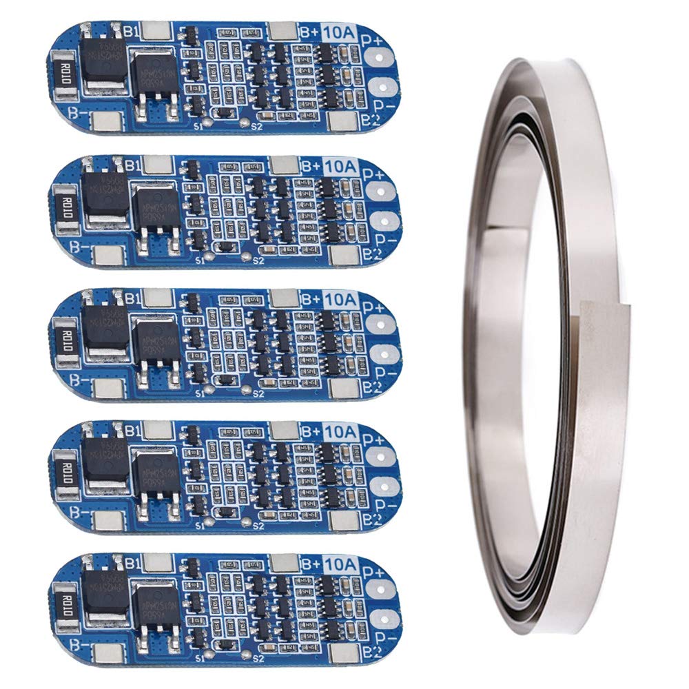 Youmile 5PCS 3S 10A 11.1V/12V/12.6V Lithium Battery Protection Board 18650 Charger Module BMS PCB Protection Board for Li-ion Lithium Battery Cell with Nickel Strip