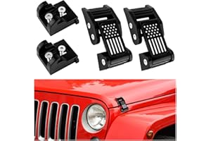 CARLEEF 2PCS Aluminum Hood Latch Lock Compatible with Jeep Wrangler JK JKU 2007-2018,Cool American Flag Hood Pin Kits Car Decorations for Reducing Hood Shaking
