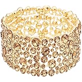 SFE Elegant Wedding Brides Bridesmaids Austrian Crystal Elastic Bangle Stretch Bracelet Prom Jewelry for Women