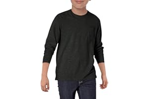 Haloumoning Boys Long Sleeve Shirts Kids Crewneck T Shirts Casual Tops Tees with Chest Pocket 5-14 Years