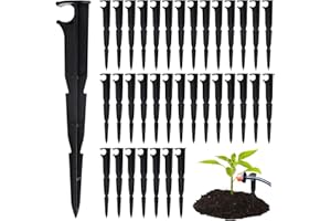Rolcoassuns 50PCS Drip Irrigation Support Stakes for 1/4 Inch Pipe, Universal Drip Tubing Hose Holder Plastic Drip Line Tube 
